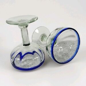 Mexican Hand‎ Blown Margarita Glasses Cobalt Blue Set of 2 Southwestern